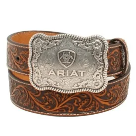 Ariat Men's Floral Embossed Brown Western Belt A1020467