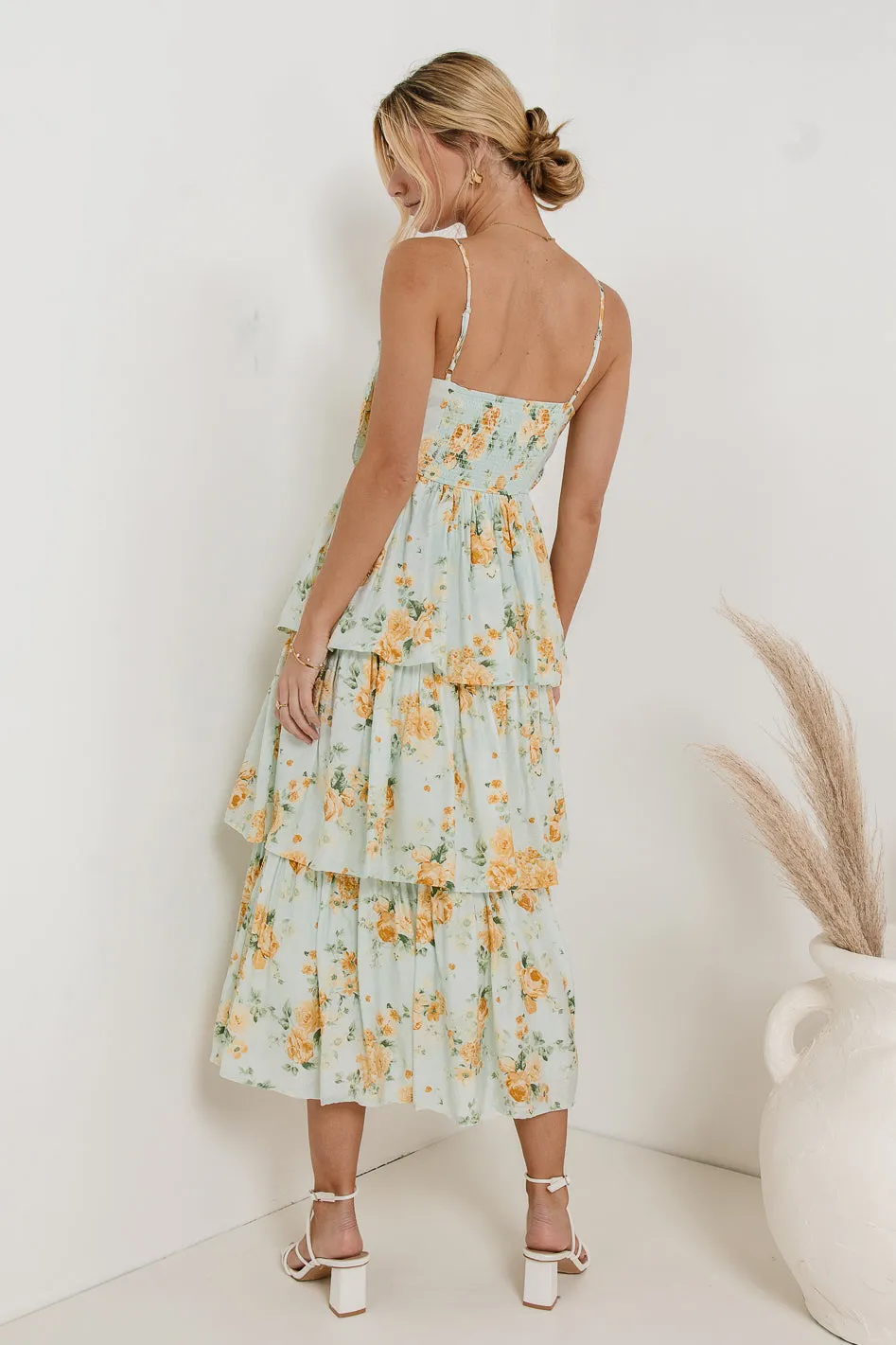 Ava Floral Midi Dress in Sage - FINAL SALE