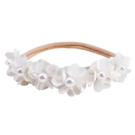 Baby Girl Mini Little Flower Crown Headband in Milk White