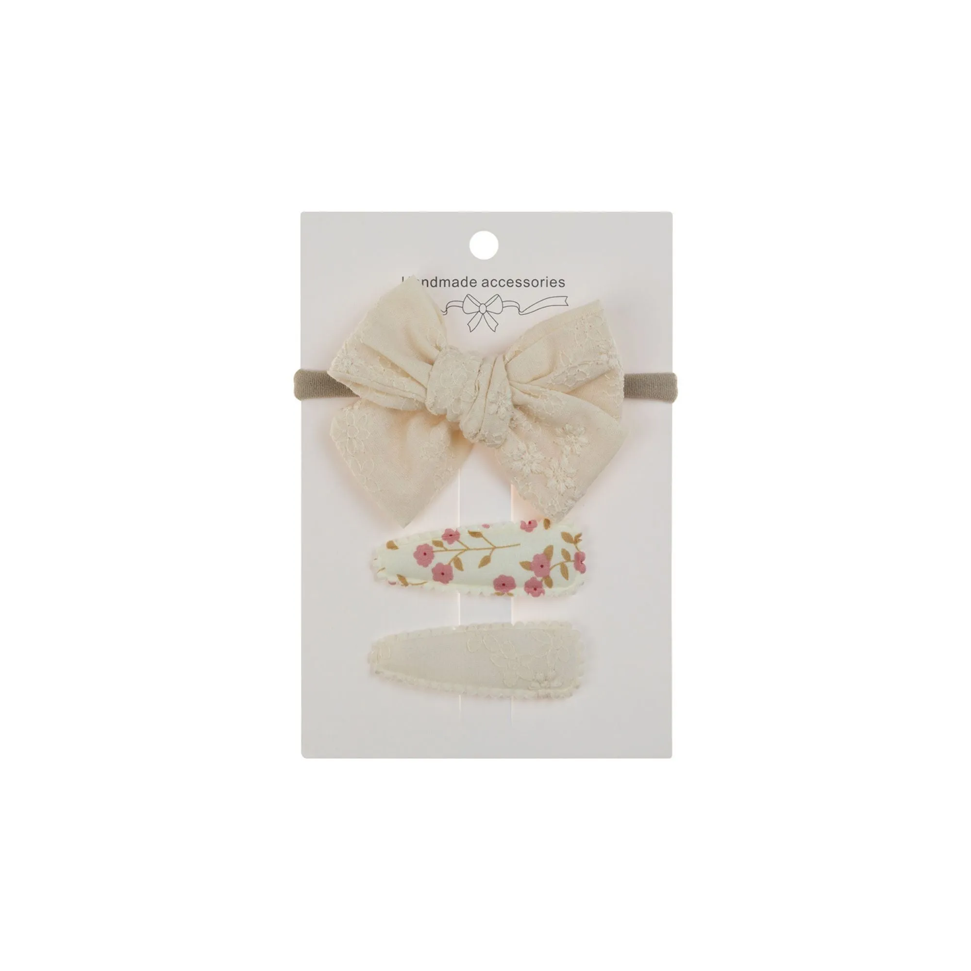 Ballerina Snap Hair Clips & Bow Set in Ivory