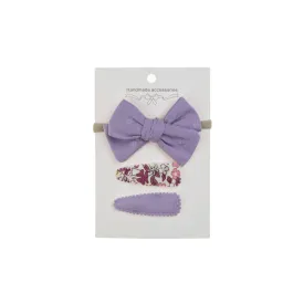 Ballerina Snap Hair Clips & Bow Set in Lilac