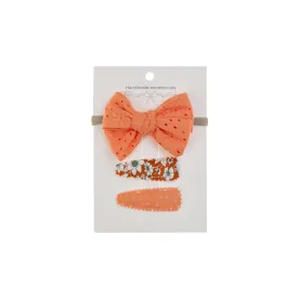 Ballerina Snap Hair Clips & Bow Set in Peach