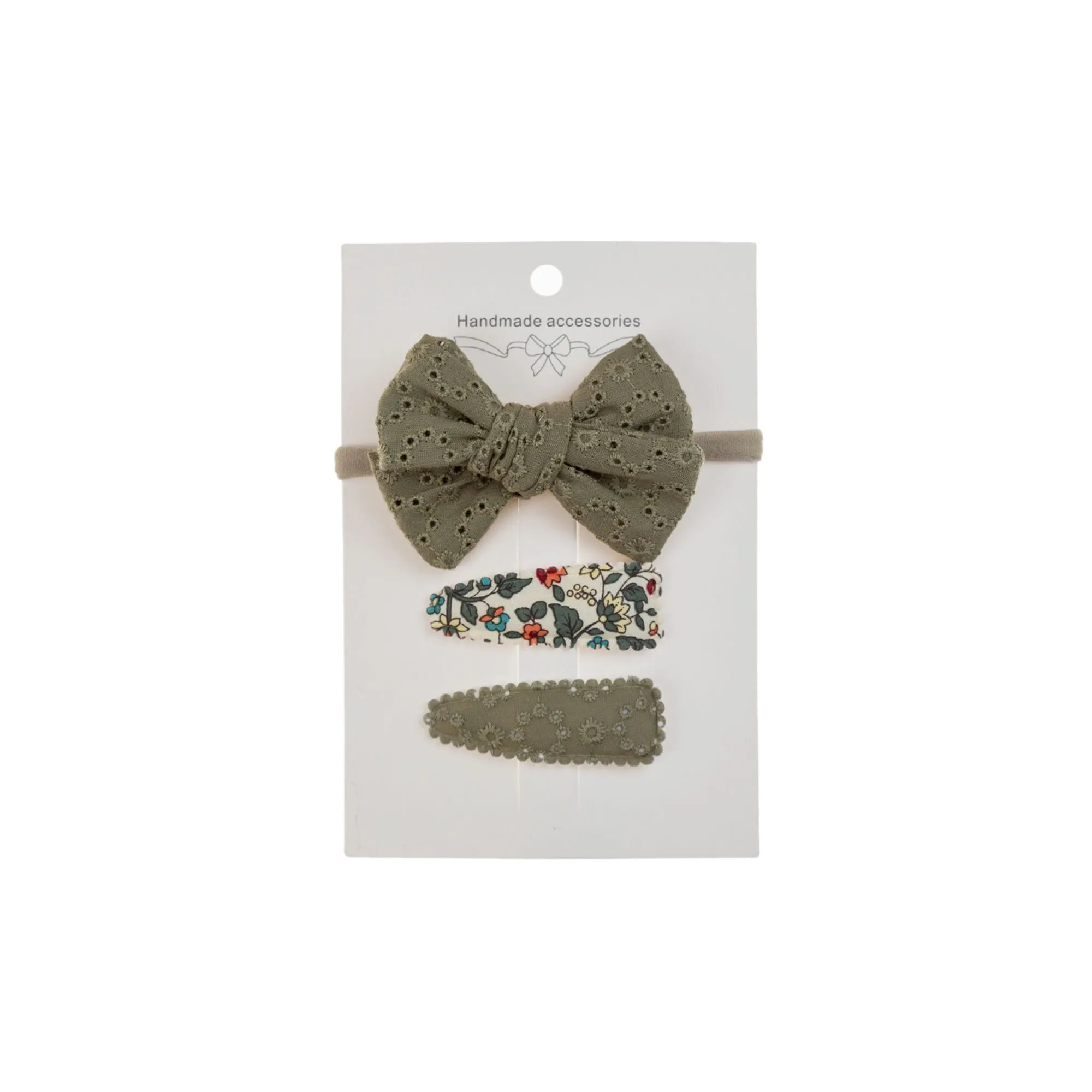 Ballerina Snap Hair Clips & Bow Set in Sage