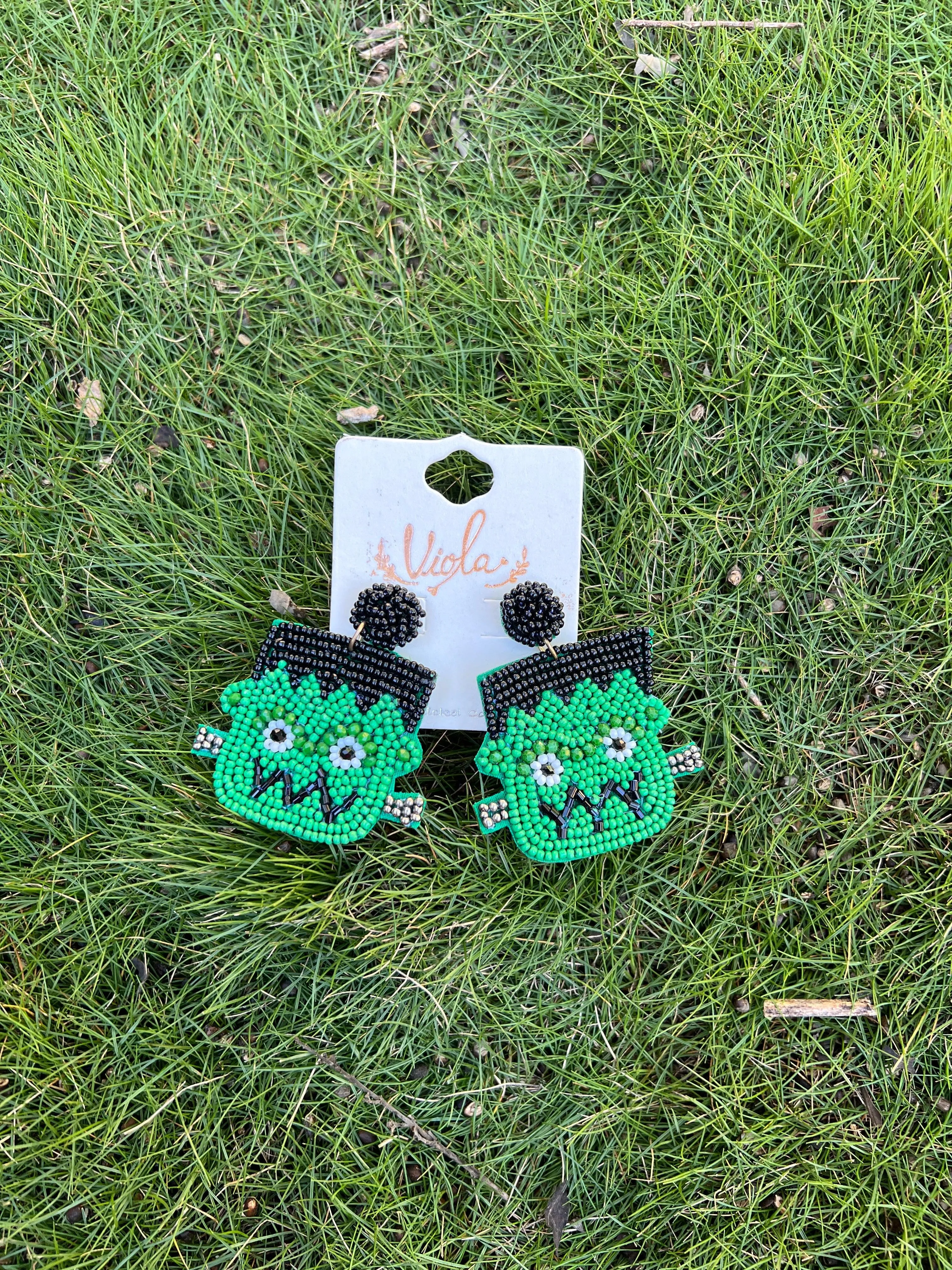 Beaded Frankenstein Earrings