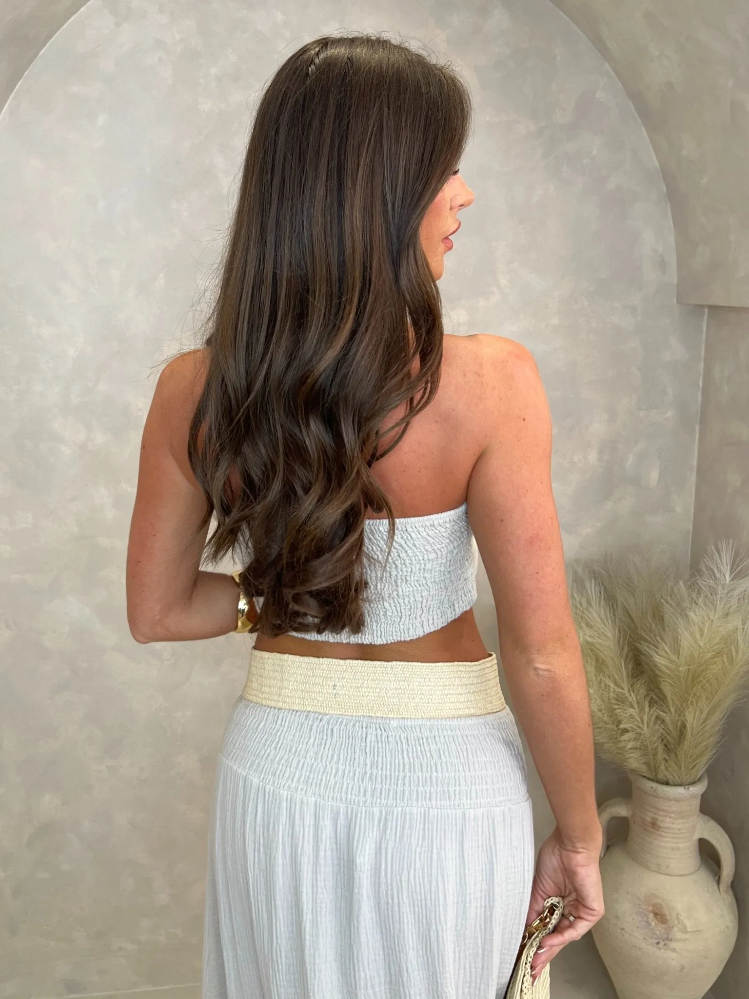 Beige Santorini Knot Front Bandeau Top