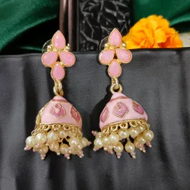 Bhavi Jewels Gold Plated Mennakari Jhumki Earrings