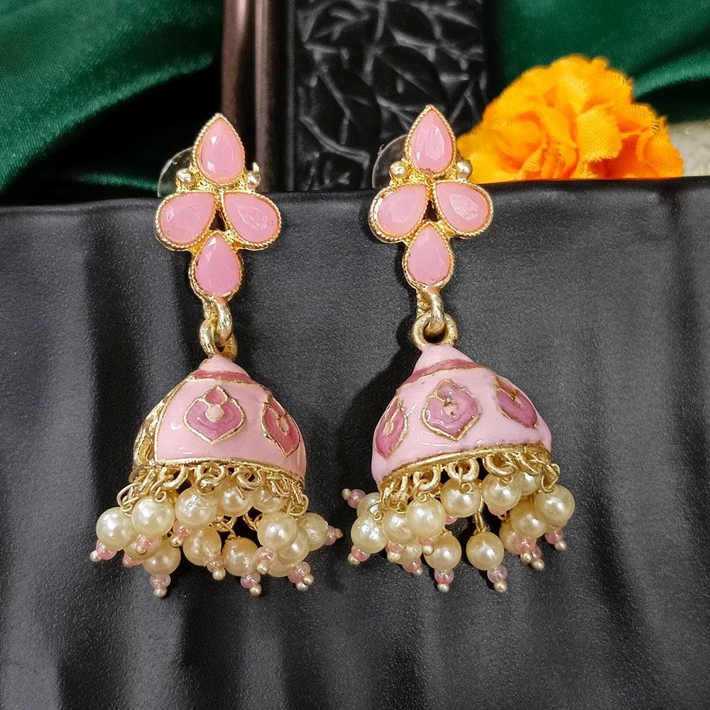 Bhavi Jewels Gold Plated Mennakari Jhumki Earrings