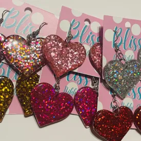 Big Chunky Glitter Heart Statement Earrings- More Styles Available!