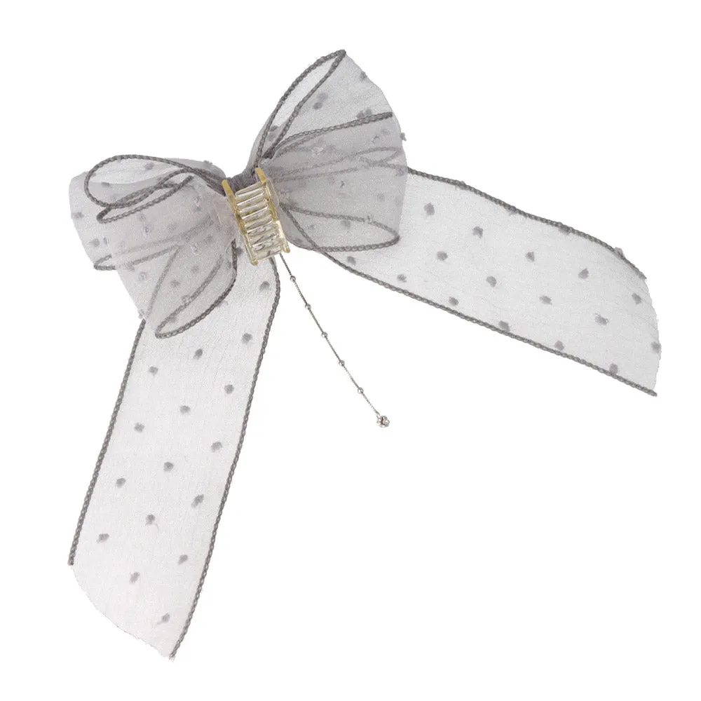 Big Sheer Dot Bow Hair Clip