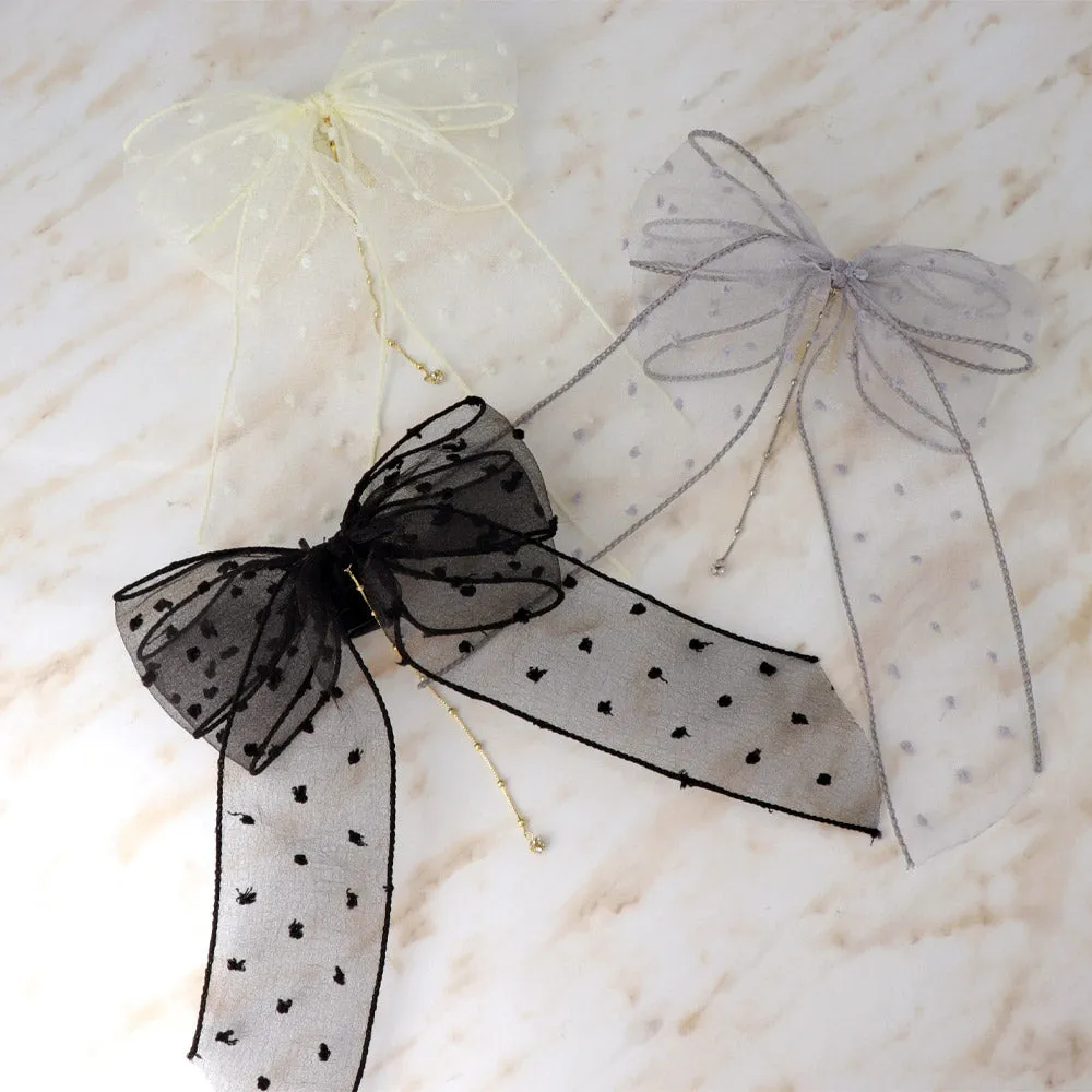 Big Sheer Dot Bow Hair Clip