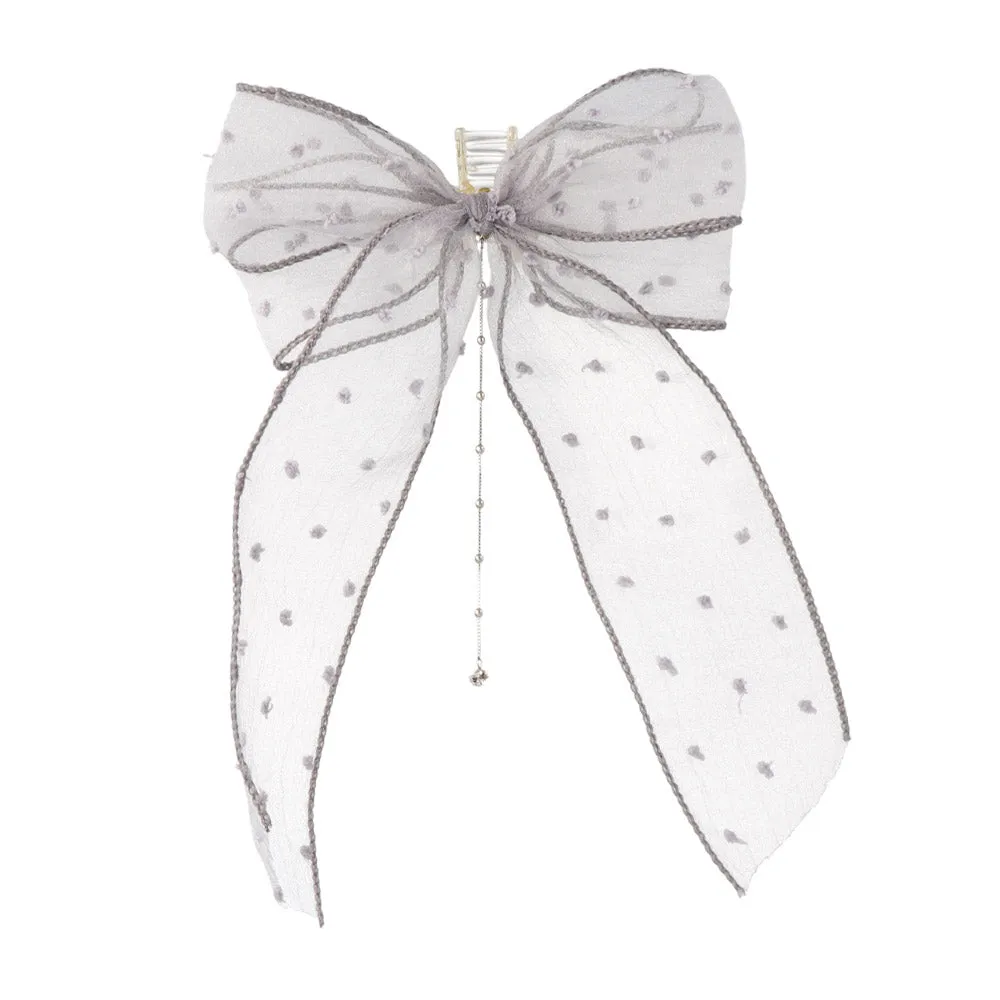 Big Sheer Dot Bow Hair Clip