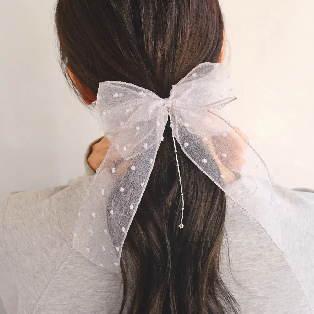 Big Sheer Dot Bow Hair Clip