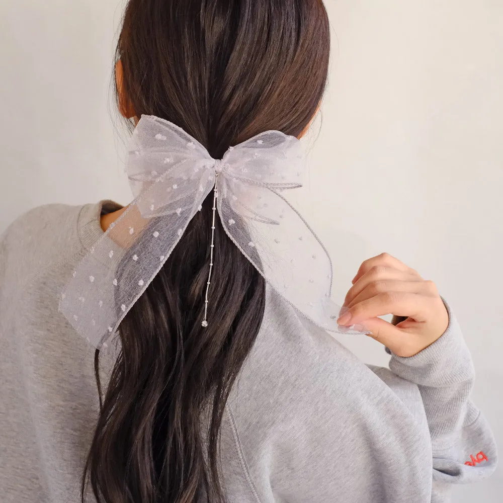 Big Sheer Dot Bow Hair Clip