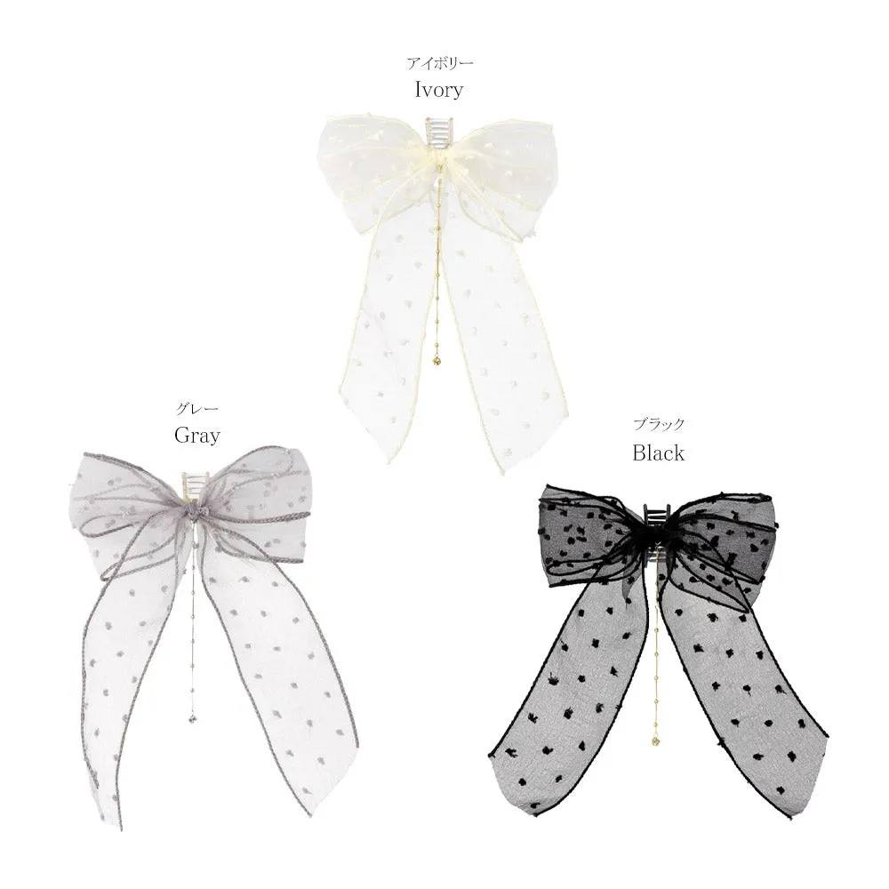 Big Sheer Dot Bow Hair Clip