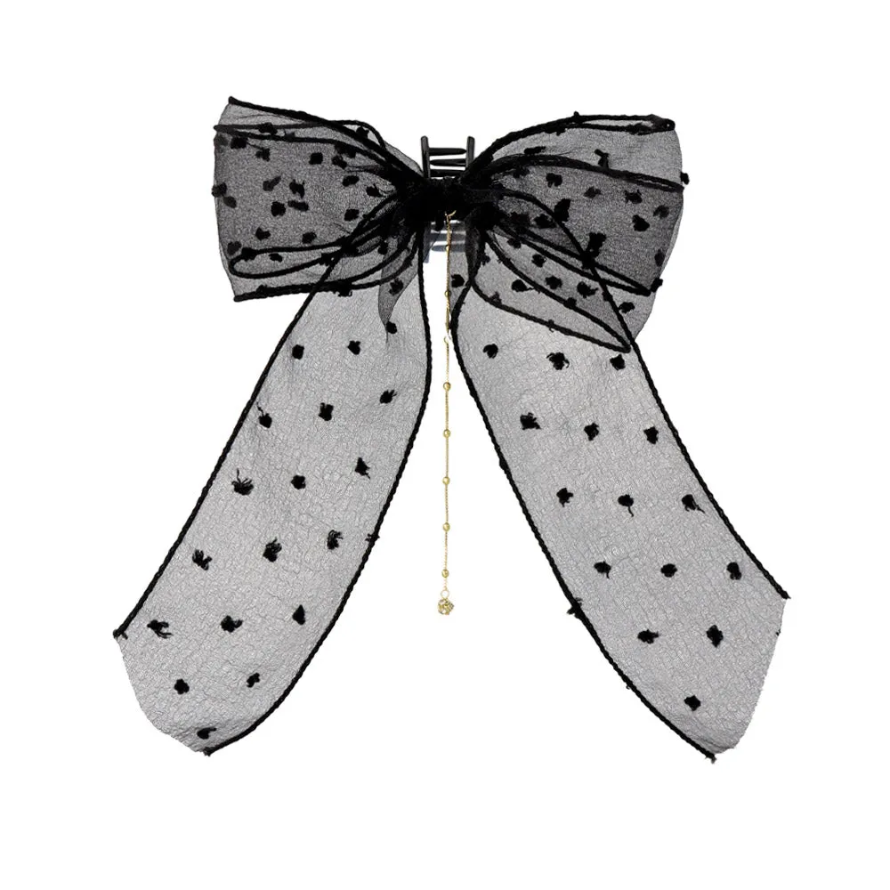 Big Sheer Dot Bow Hair Clip