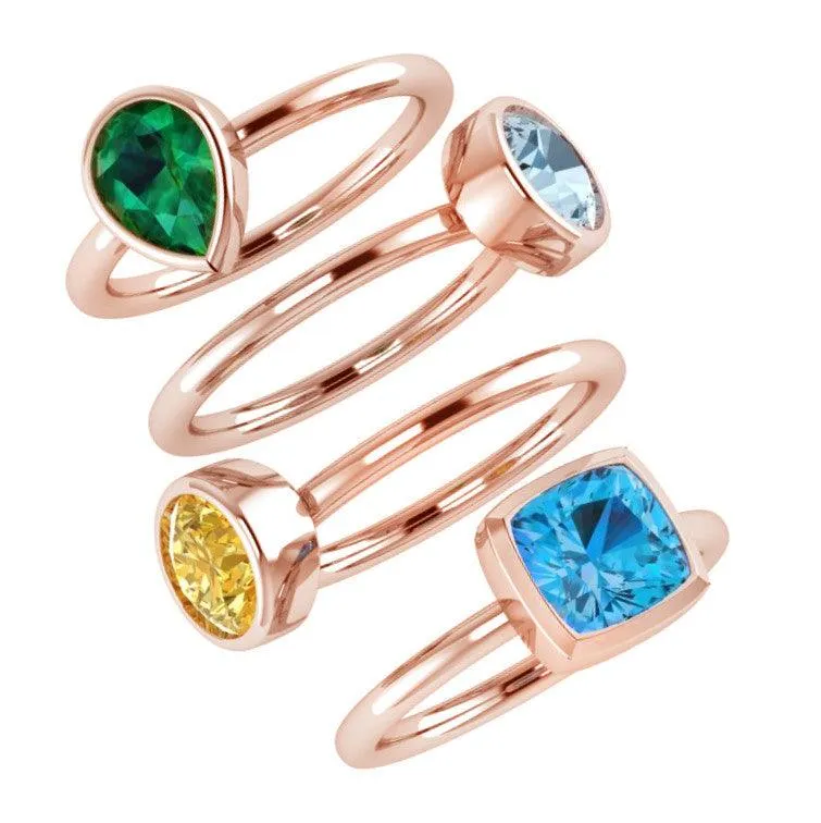 Birthstone Stacking Rings Gold