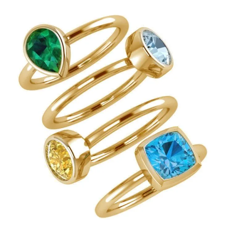 Birthstone Stacking Rings Gold