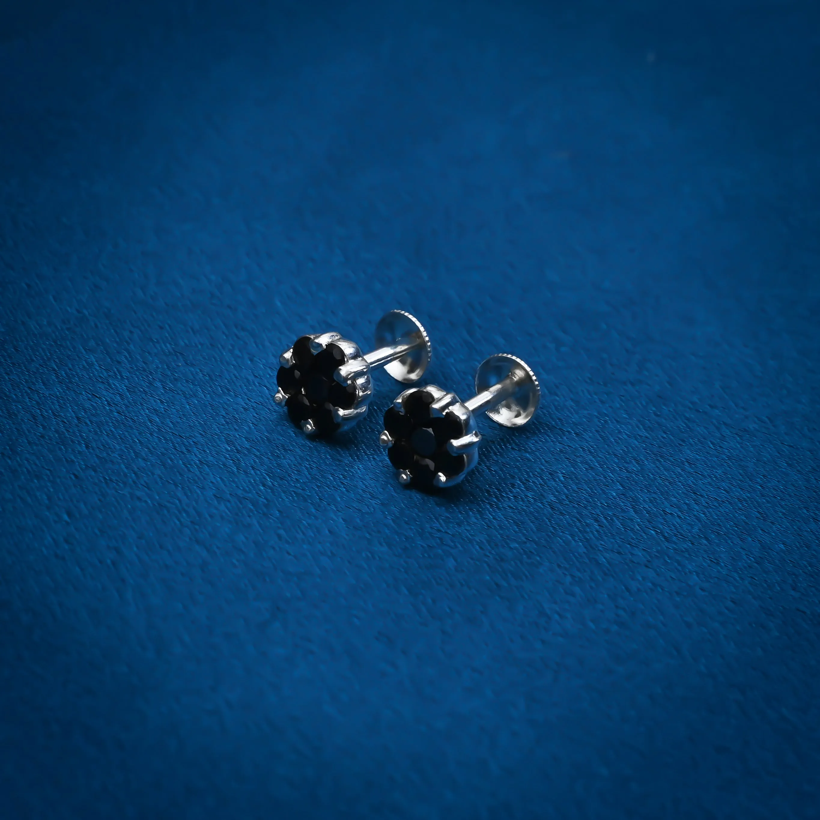 Black Gemstone Sterling Silver Earrings