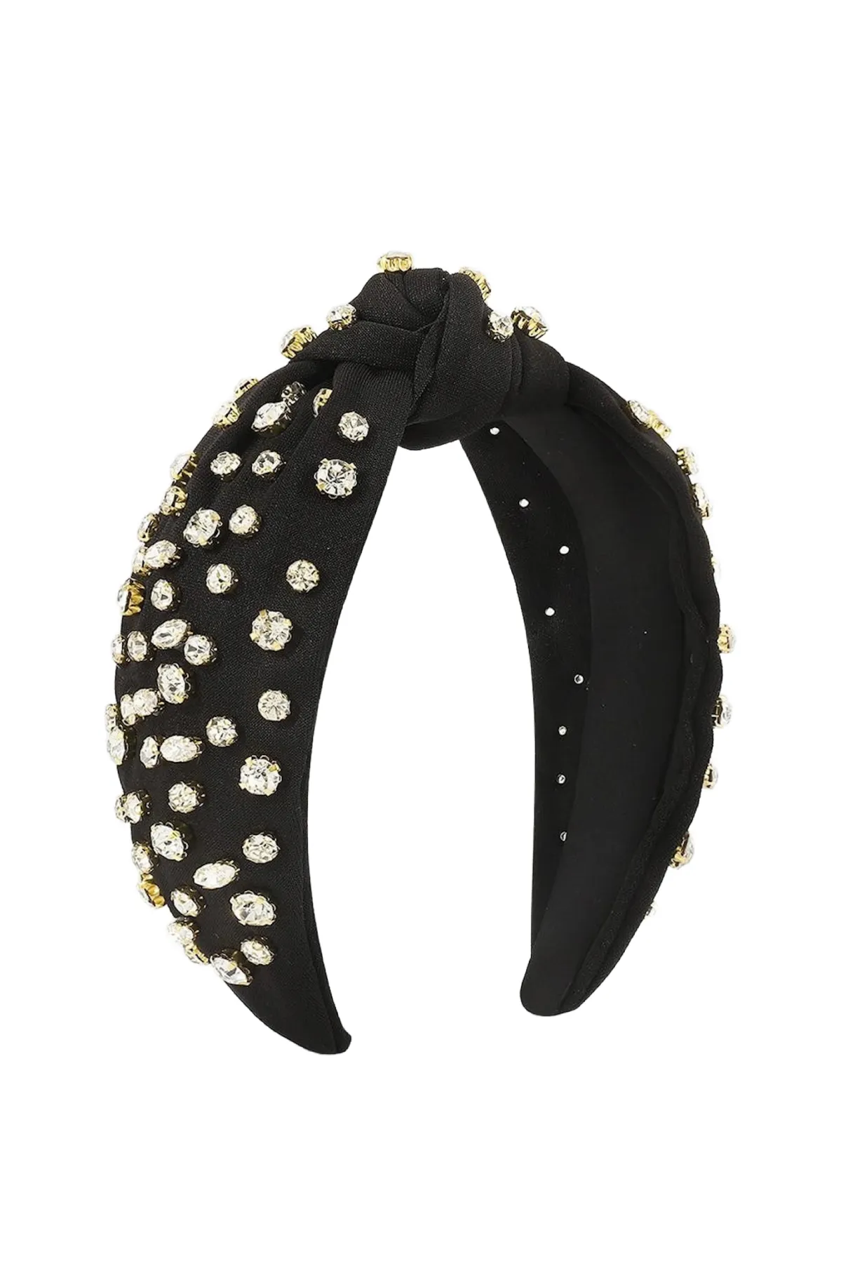 Black Rhinestone Studded Knotted Headband