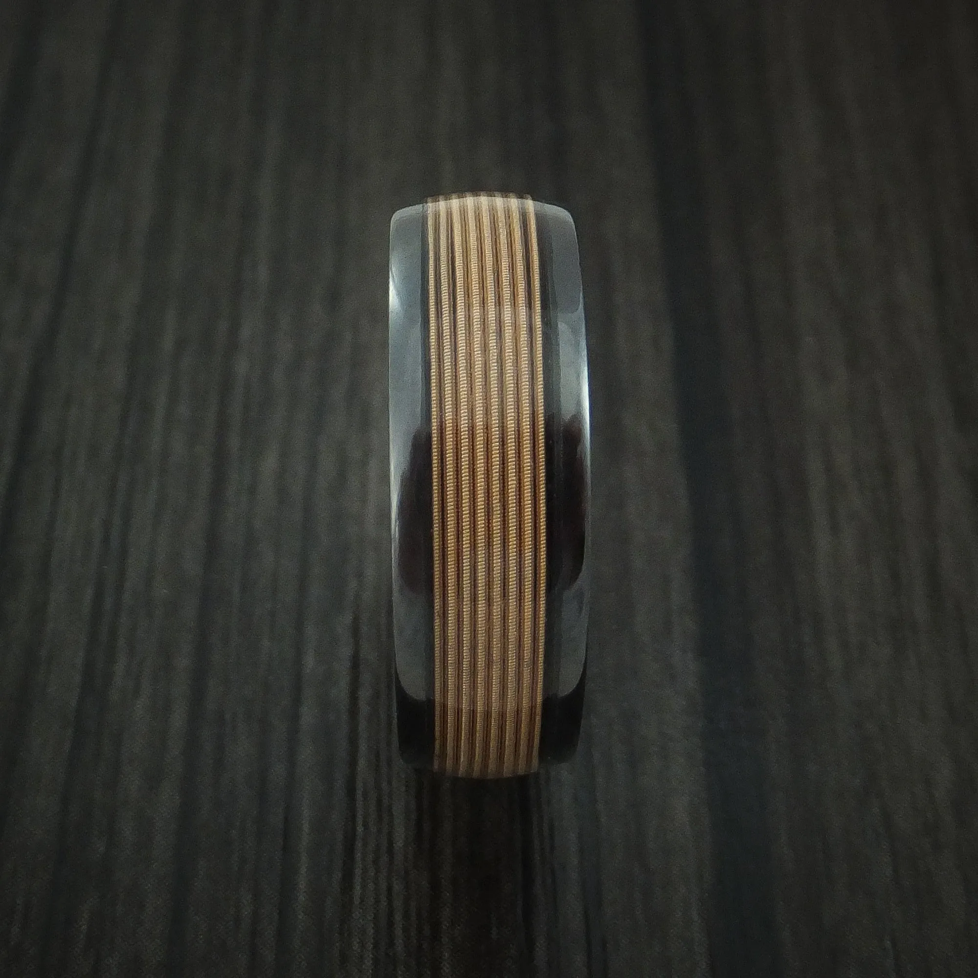 Black Titanium Guitar String Men's Ring Custom Made Band