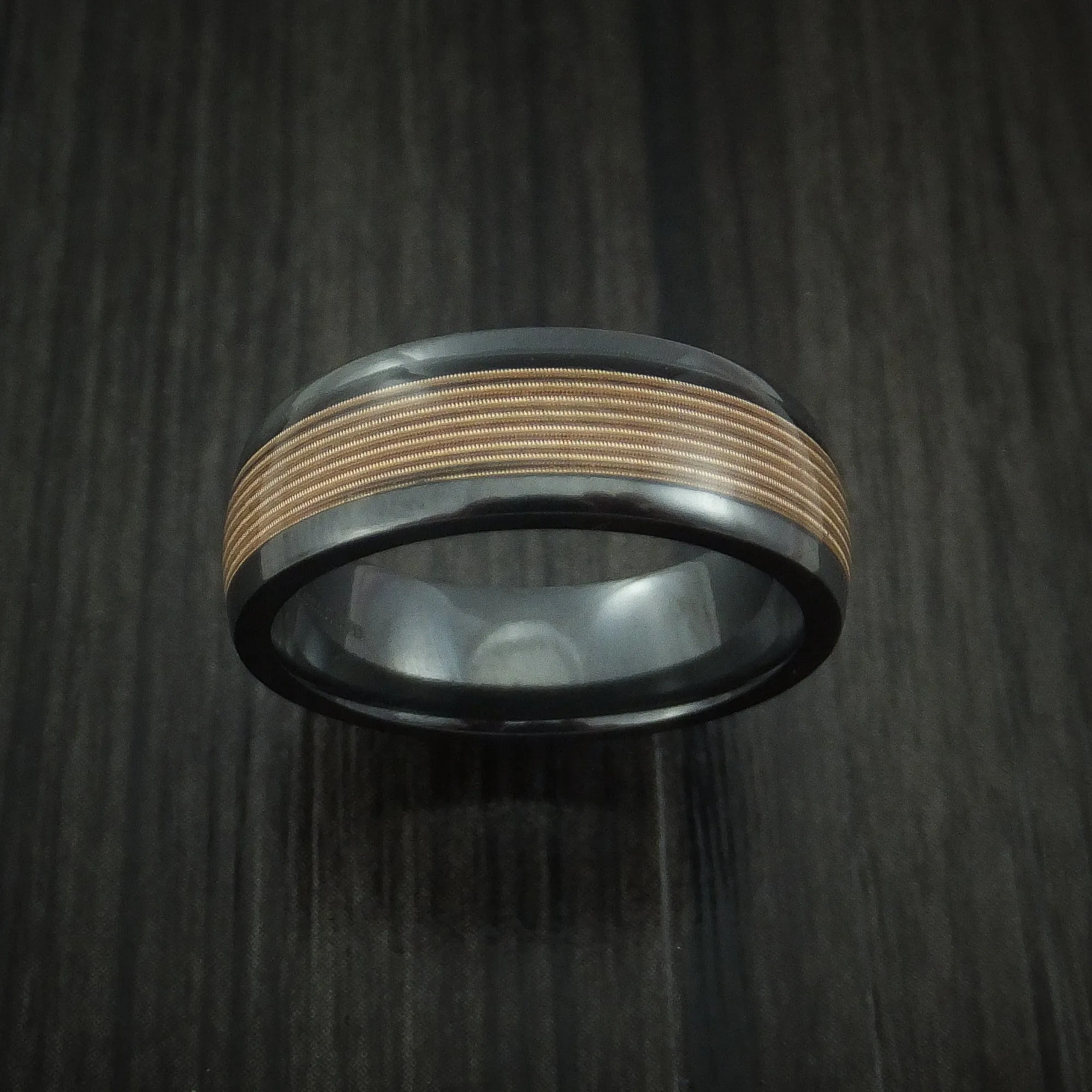 Black Titanium Guitar String Men's Ring Custom Made Band