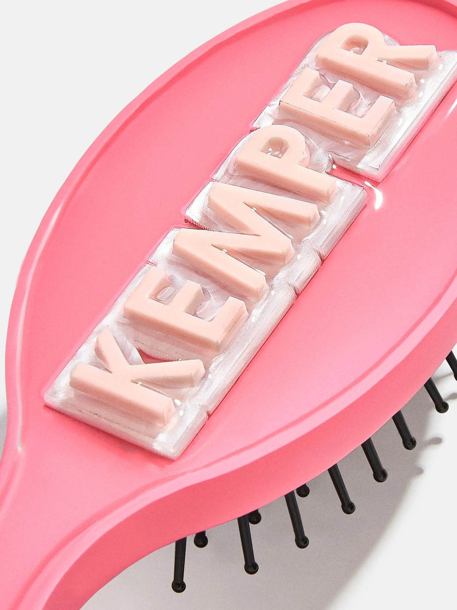 Block Font Mini Custom Hair Brush - Block Font Pink