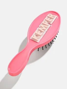 Block Font Mini Custom Hair Brush - Block Font Pink