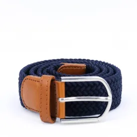 Braided Belt | Navy | Cognac Leather | Steel