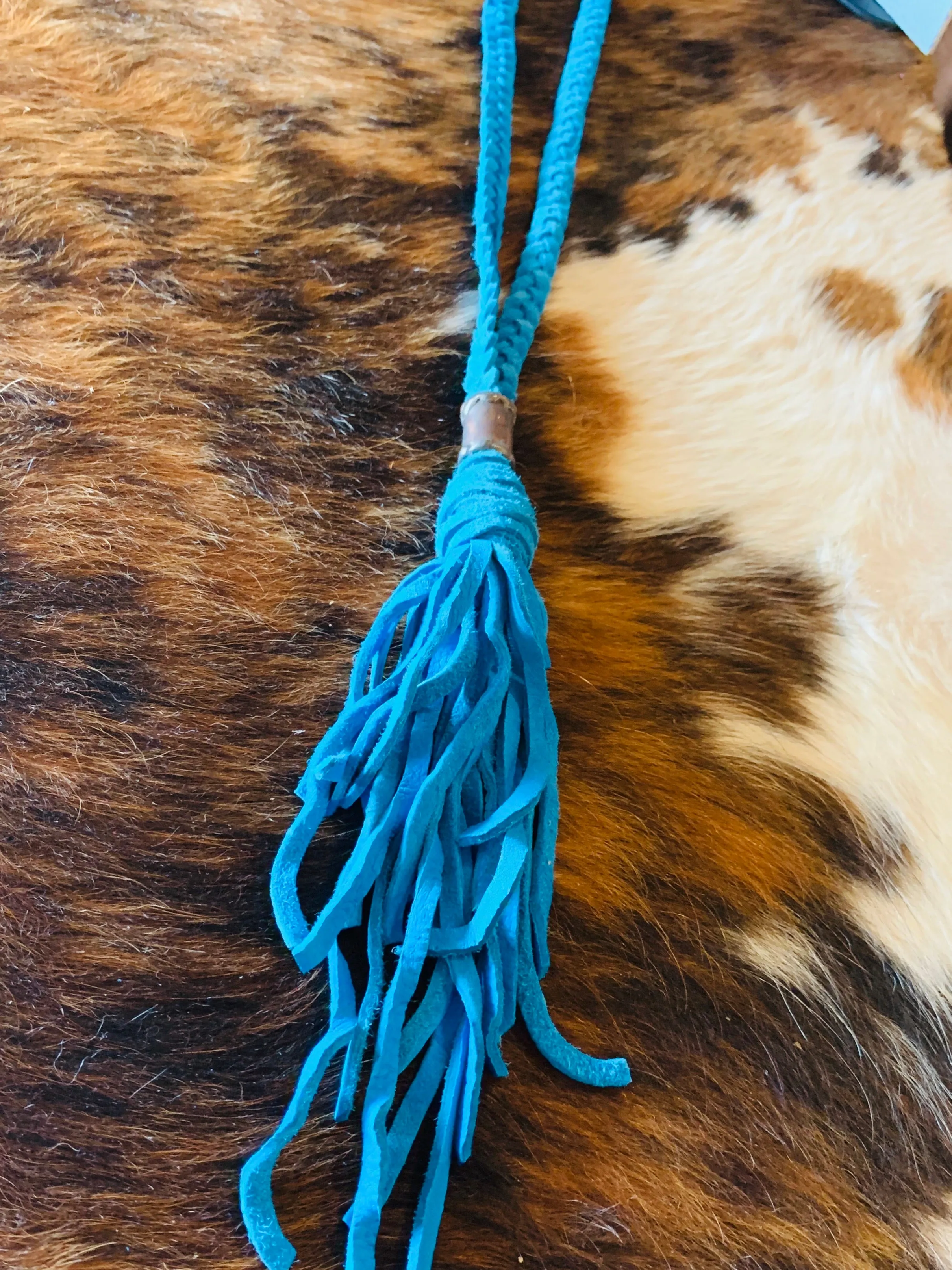 Braided Leather Tassel Necklace