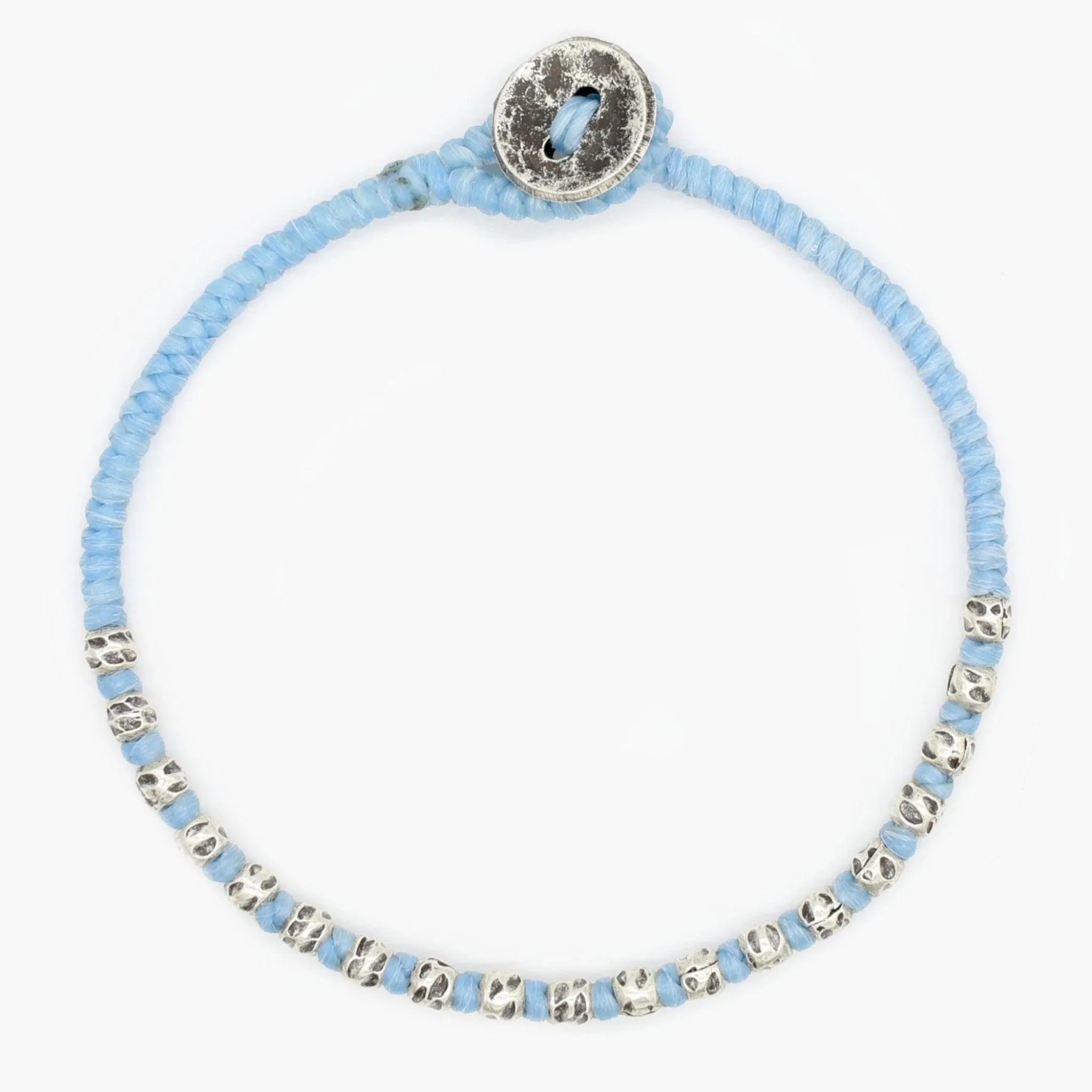 Braided "Kamasan" Silver Bracelet (Light Blue)