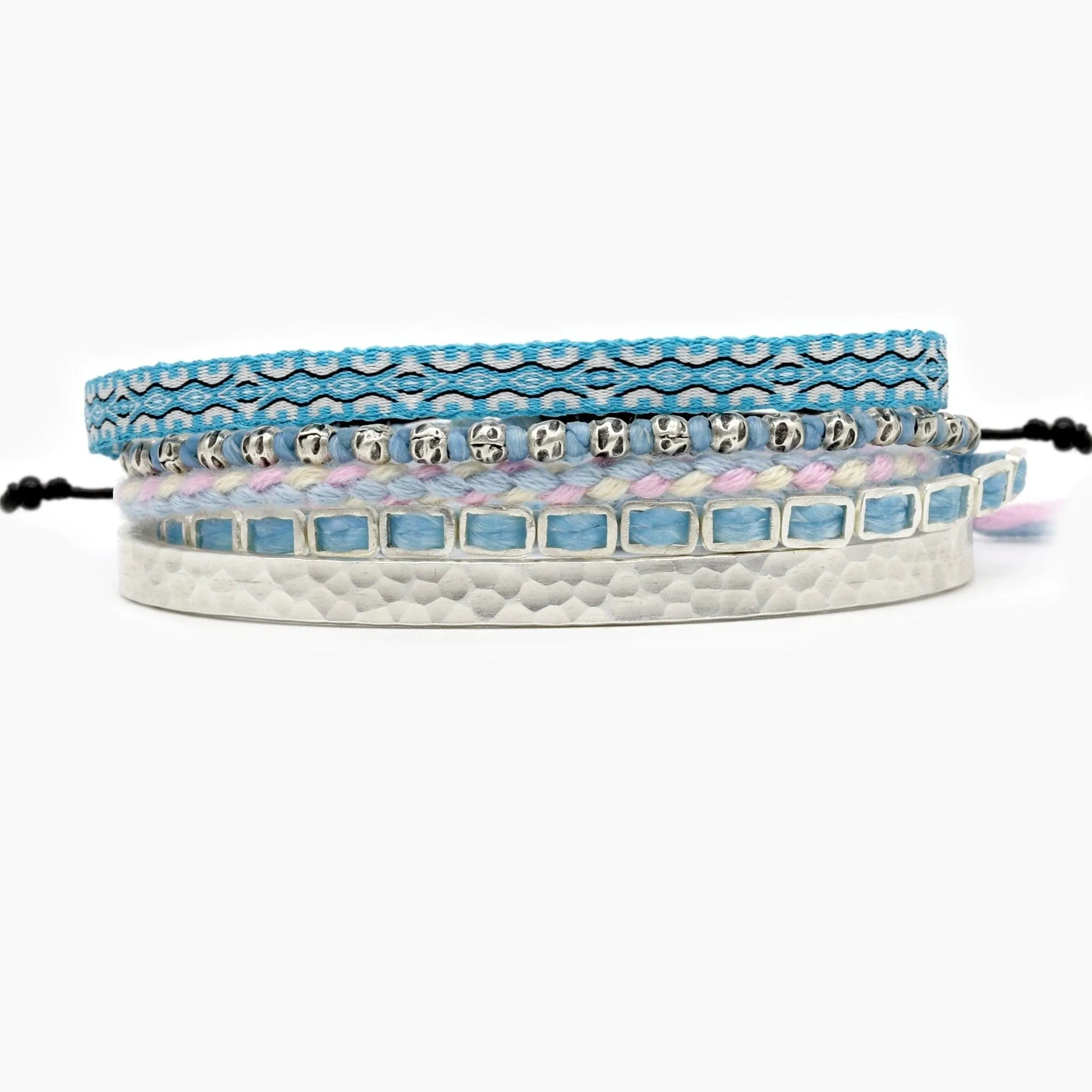 Braided "Kamasan" Silver Bracelet (Light Blue)