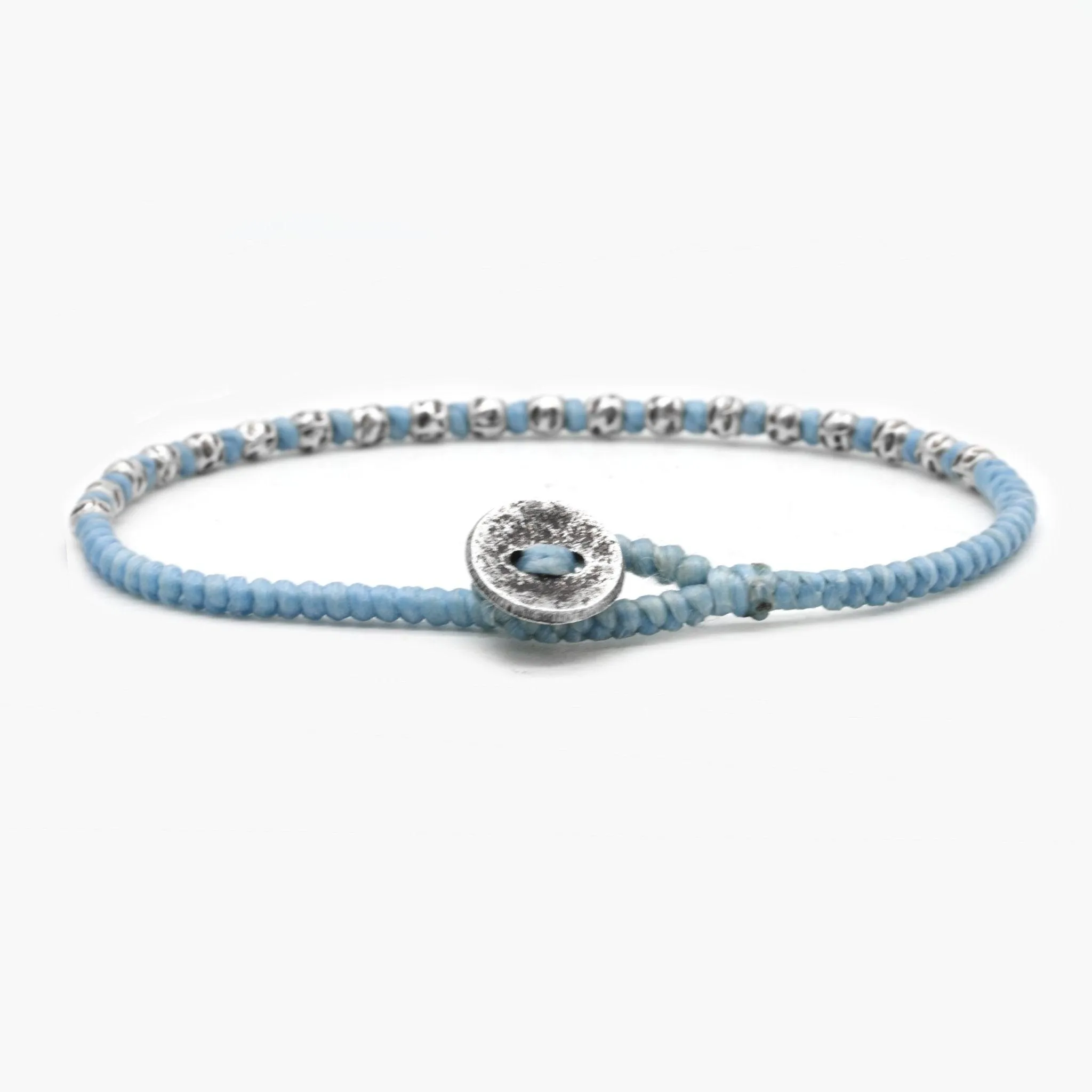 Braided "Kamasan" Silver Bracelet (Light Blue)