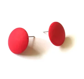 Bright Pink Disc Stud Earrings