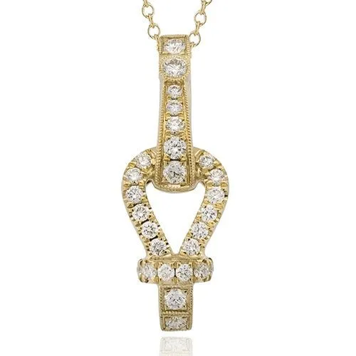 Buckle Pendant Necklace in 18k Gold with Diamonds