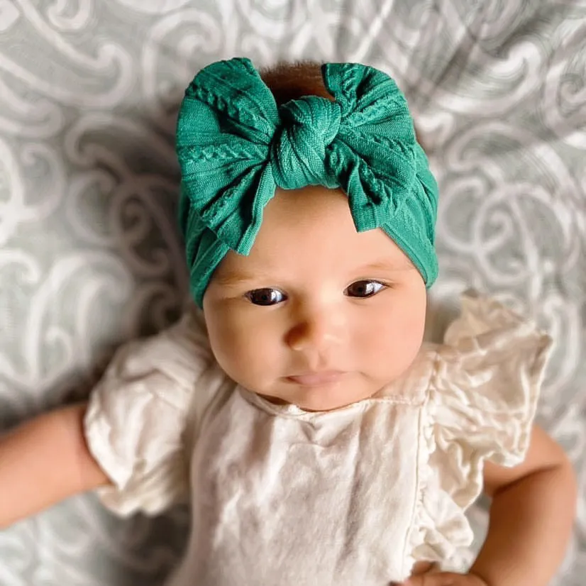 Cable Bow Headband - Jade