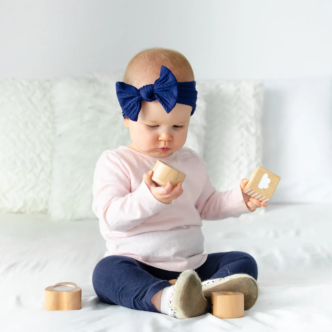 Cable Bow Headband - Navy