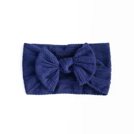 Cable Bow Headband - Navy