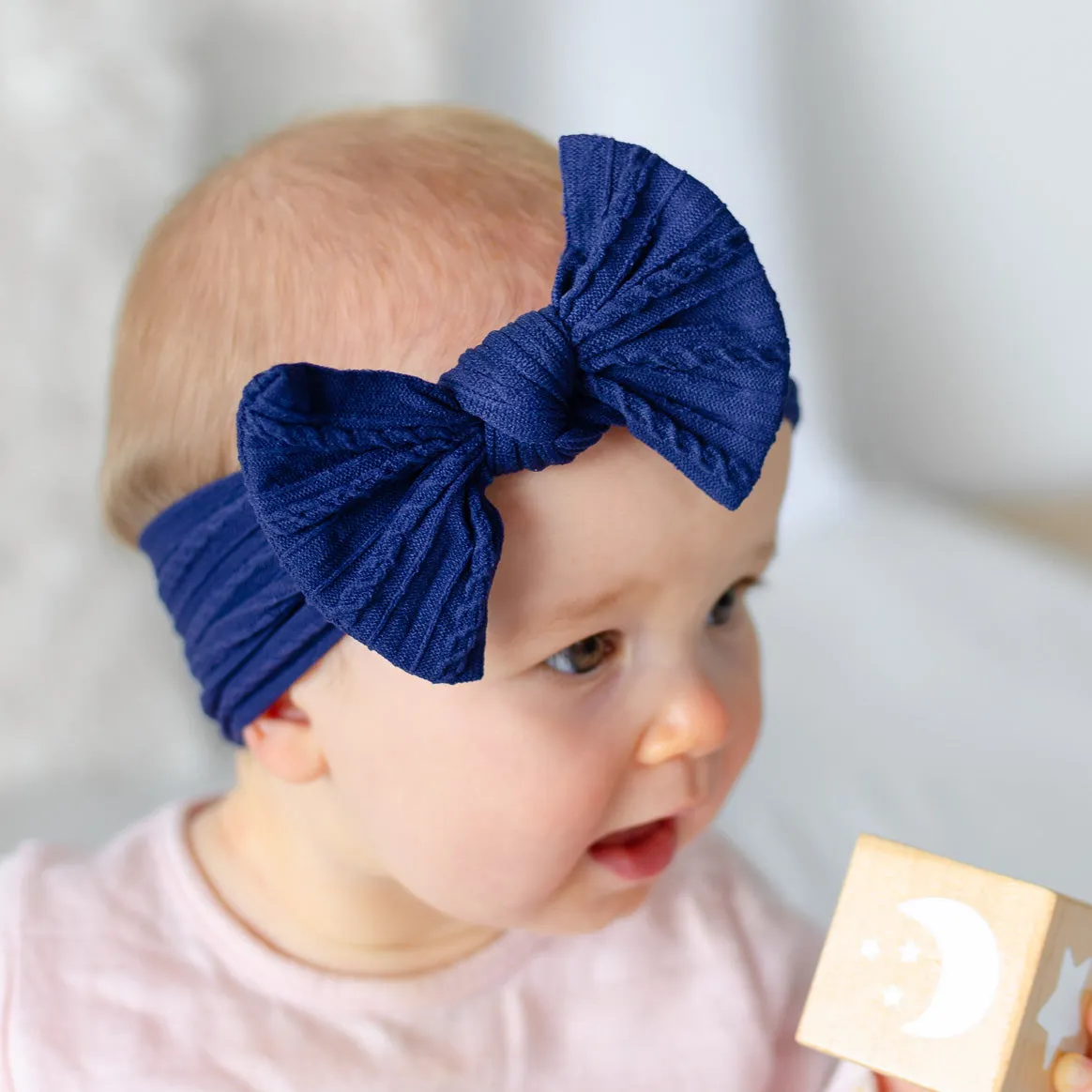 Cable Bow Headband - Navy