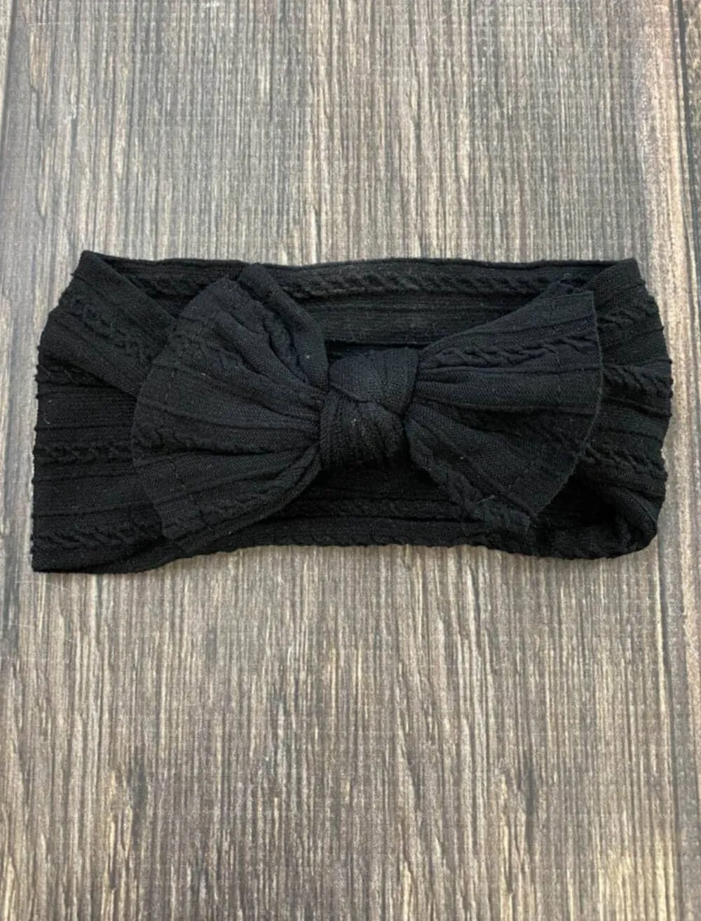 Cable Knit Bow Headband: Eggplant