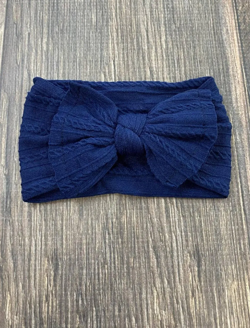 Cable Knit Bow Headband: Eggplant