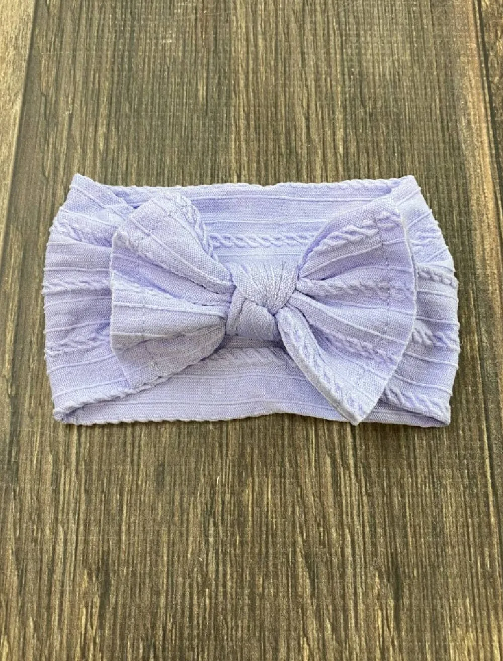 Cable Knit Bow Headband: Eggplant