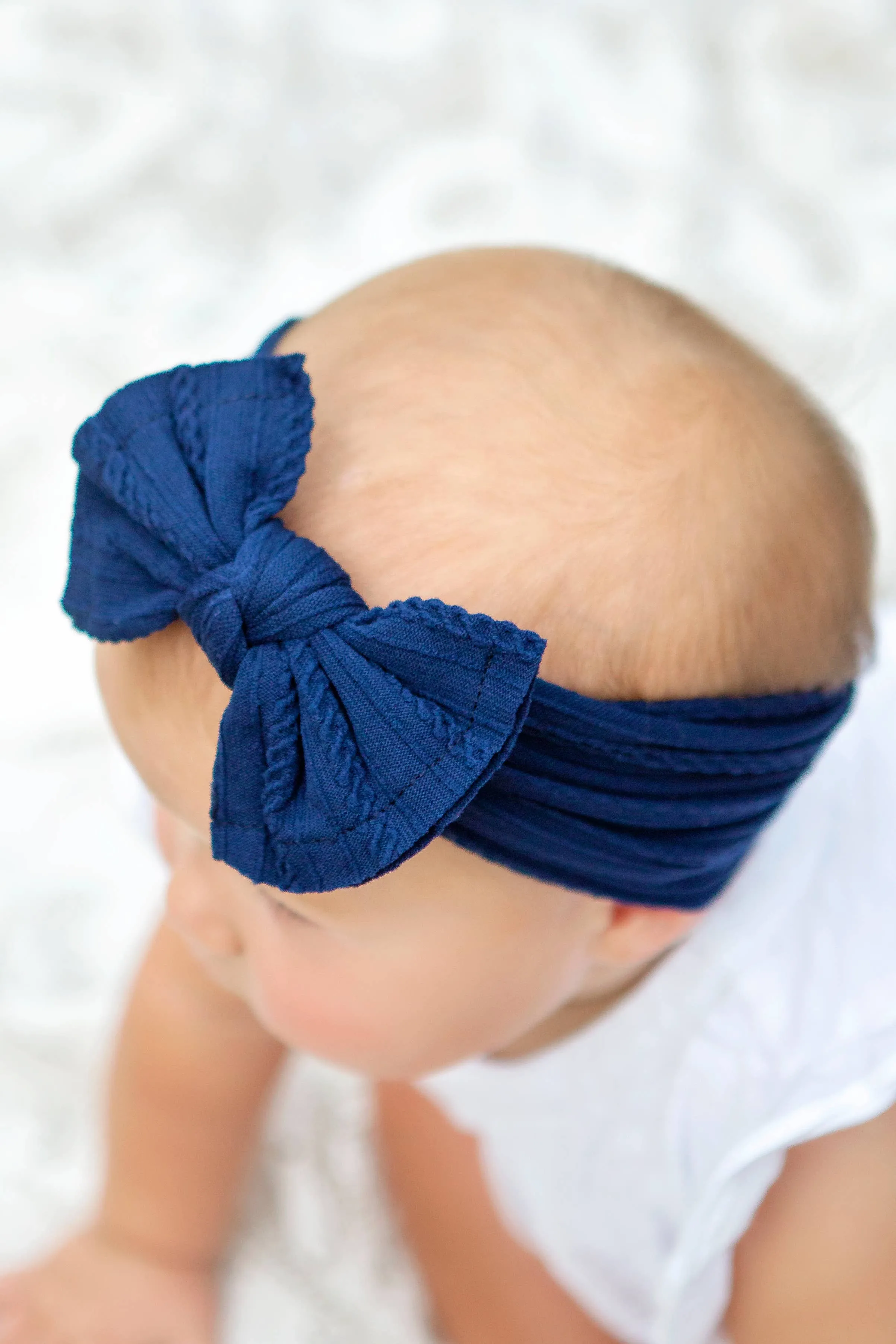 Cable Knit Bow Headband: Eggplant