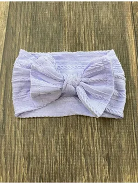 Cable Knit Bow Headband: Lavender