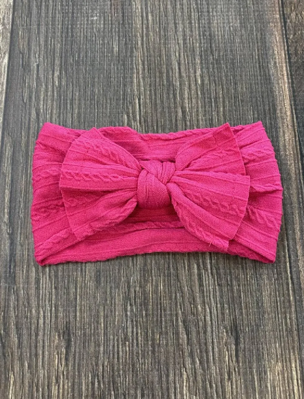 Cable Knit Bow Headband: Light Pink