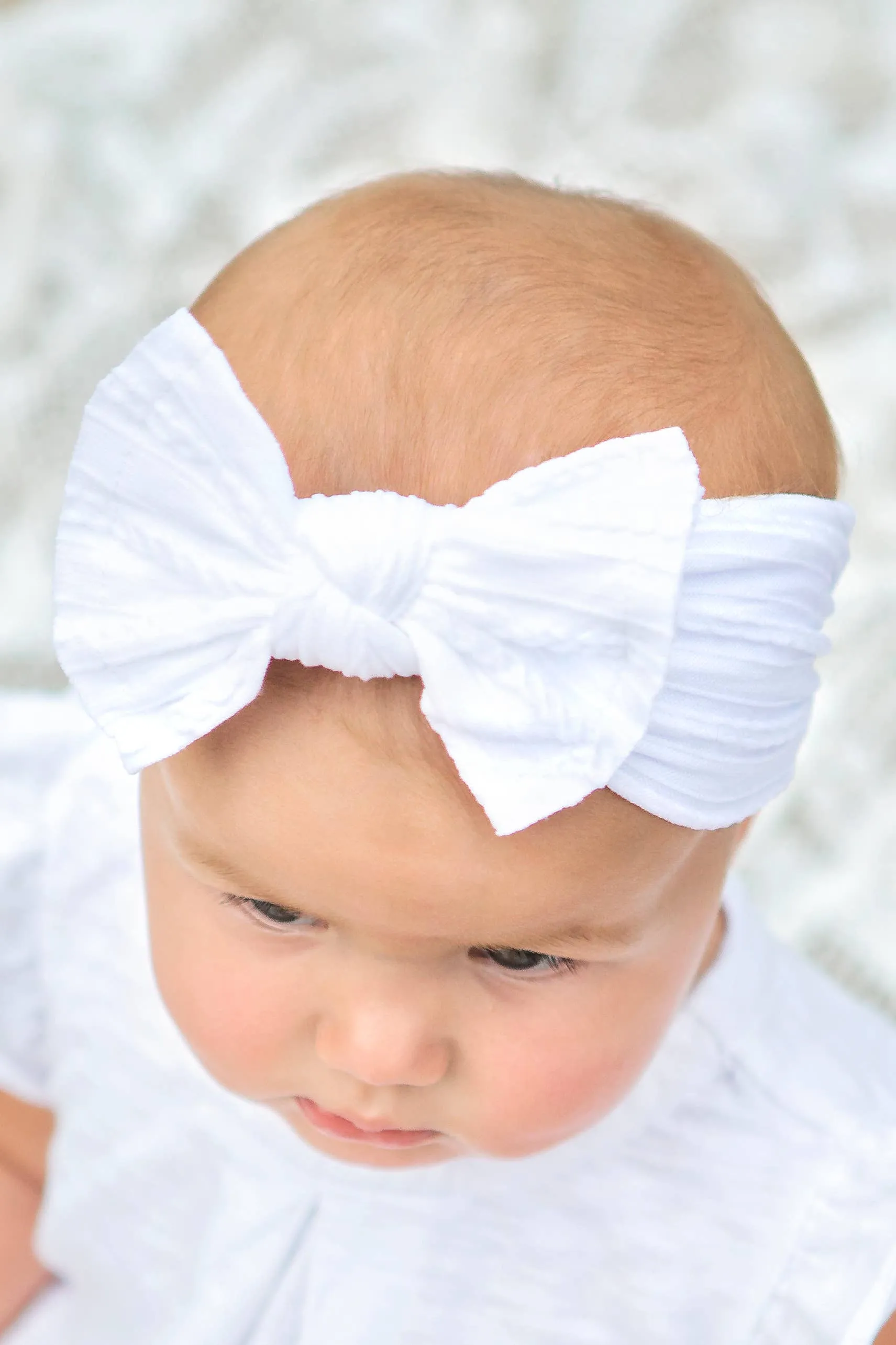 Cable Knit Bow Headband: Light Pink