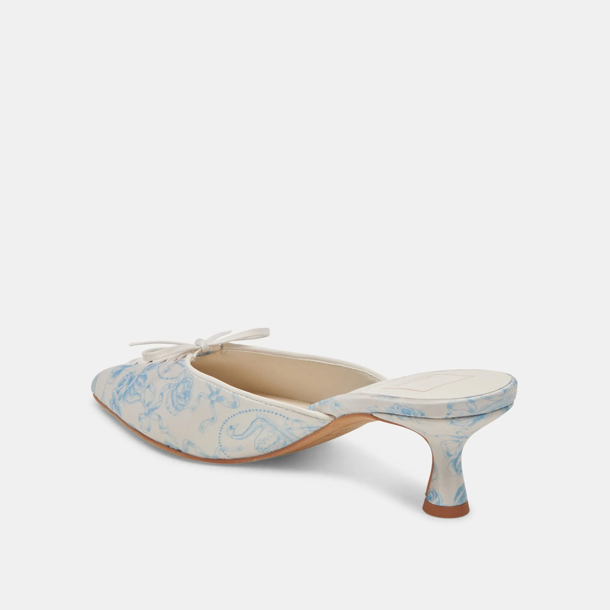 CAMILE WIDE HEELS BLUE FLORAL FABRIC