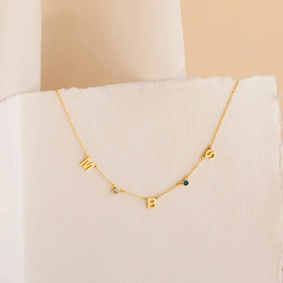 Celestine Gem Initial Necklace