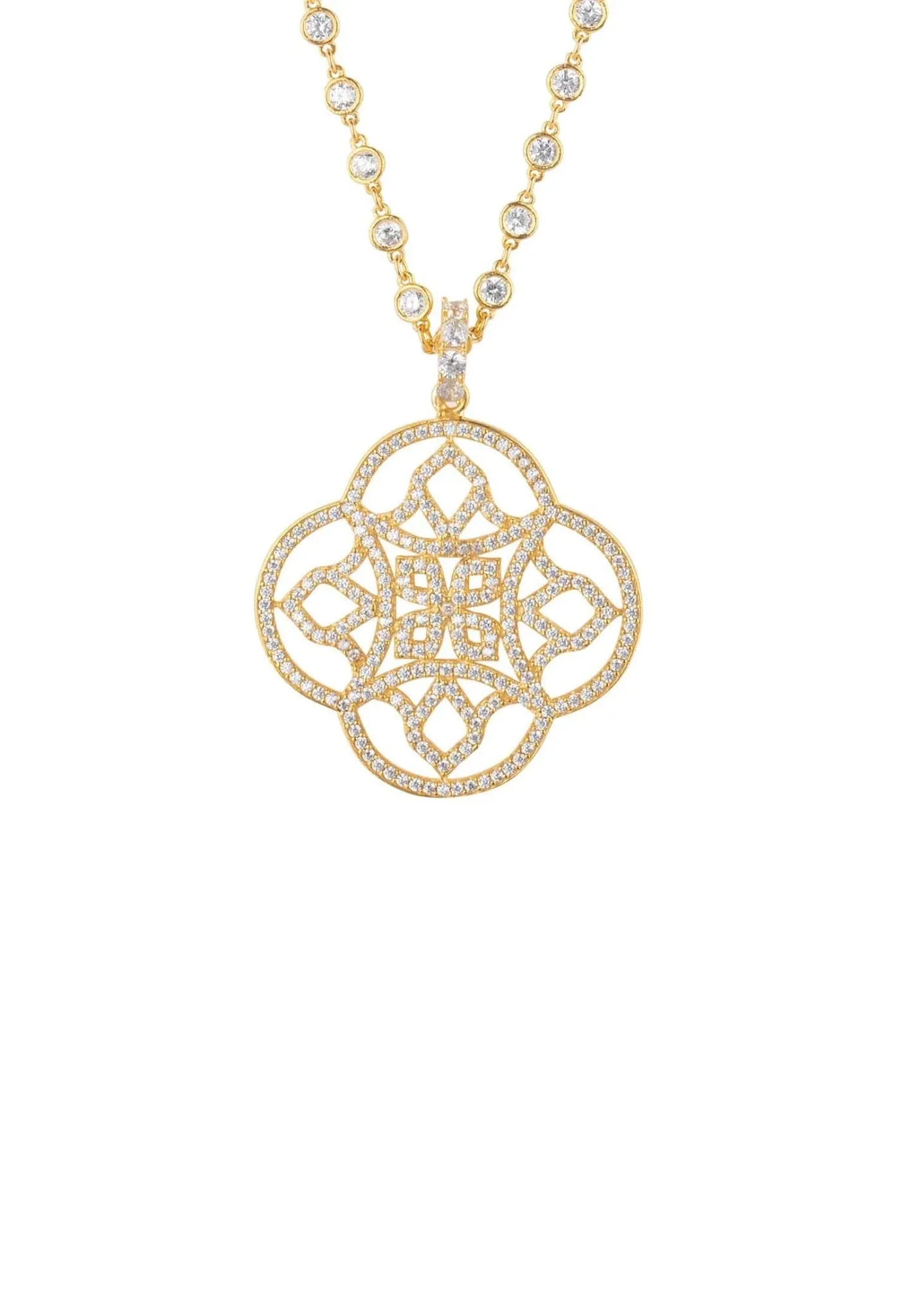 Celtic Knot Clover Pendant Necklace Gold