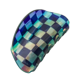 Charley Checkered Claw Hair Clip in Blue