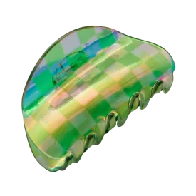 Charley Checkered Claw Hair Clip in Green